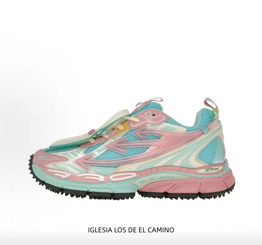 Pink Mint Macaron Chunky Dad Sneakers Breathable Mesh Upper Gradient Arrow Details Serrated Non‑Slip Outsole Street Trainers