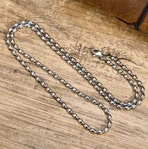 Authentic Stainless Steel 3mm Bean Beads Necklace