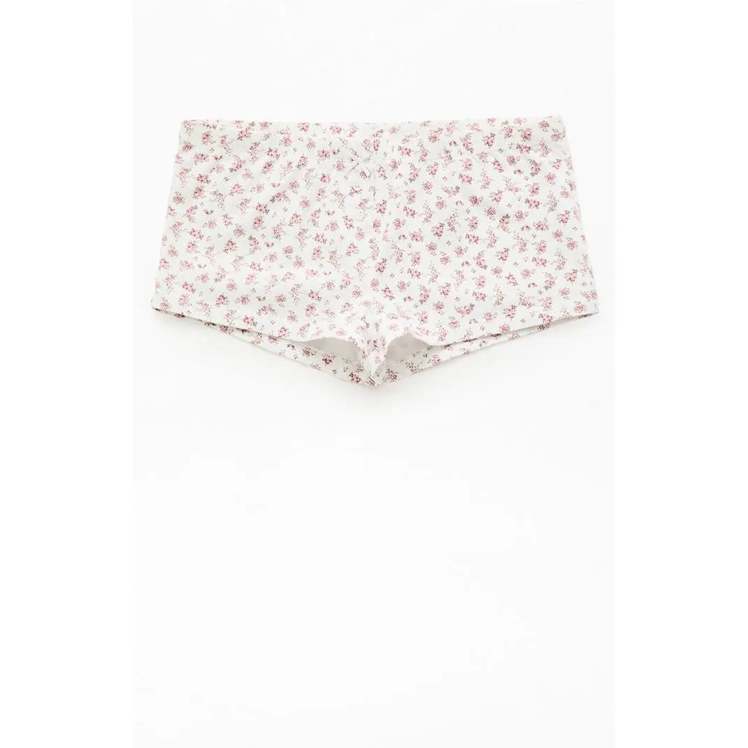 John Galt Women's White Floral Bow Boxer Shorts