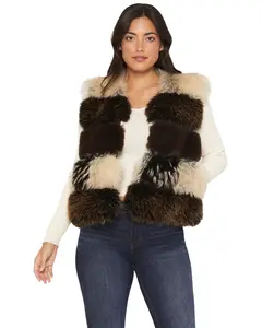 Azalea Wang Women's Faux Fur Striped Vest - Vail-Brownmulti