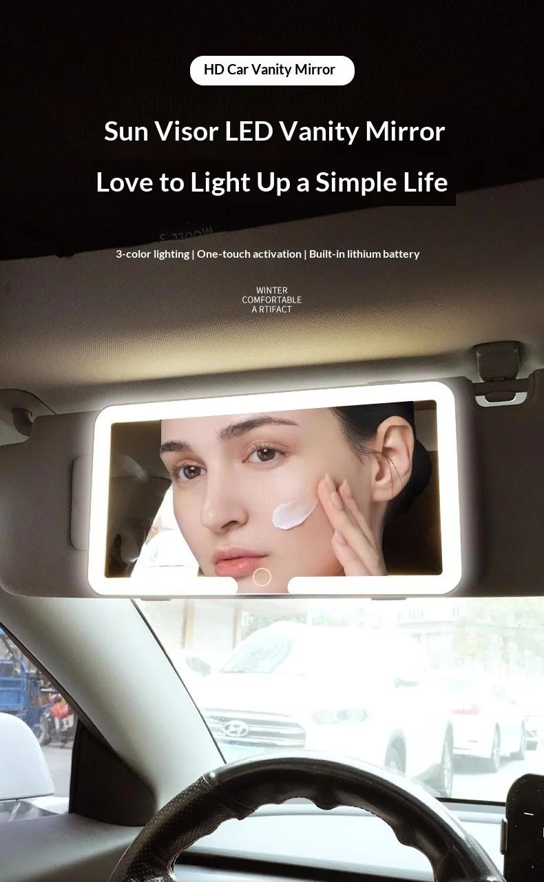 Car Sun Visor Makeup Mirror, LED Touch Screen Adjustable Brightness Auto Interior Makeup HD Mirror, Rechargeable Vanity Mirror, girly car accessories, car stuff