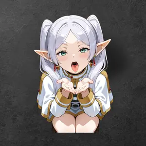 Frieren Cheerful Elf Waifu – Cute Frieren Expression and Playful Energy, Anime Waifu Stickers