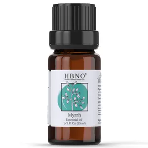 HBNO Myrrh Essential Oil 1/3 Fl Oz 10 ml Warm Woody Earthy Aroma for Aromatherapy Skincare and Home Ambiance - Solution, Wellness