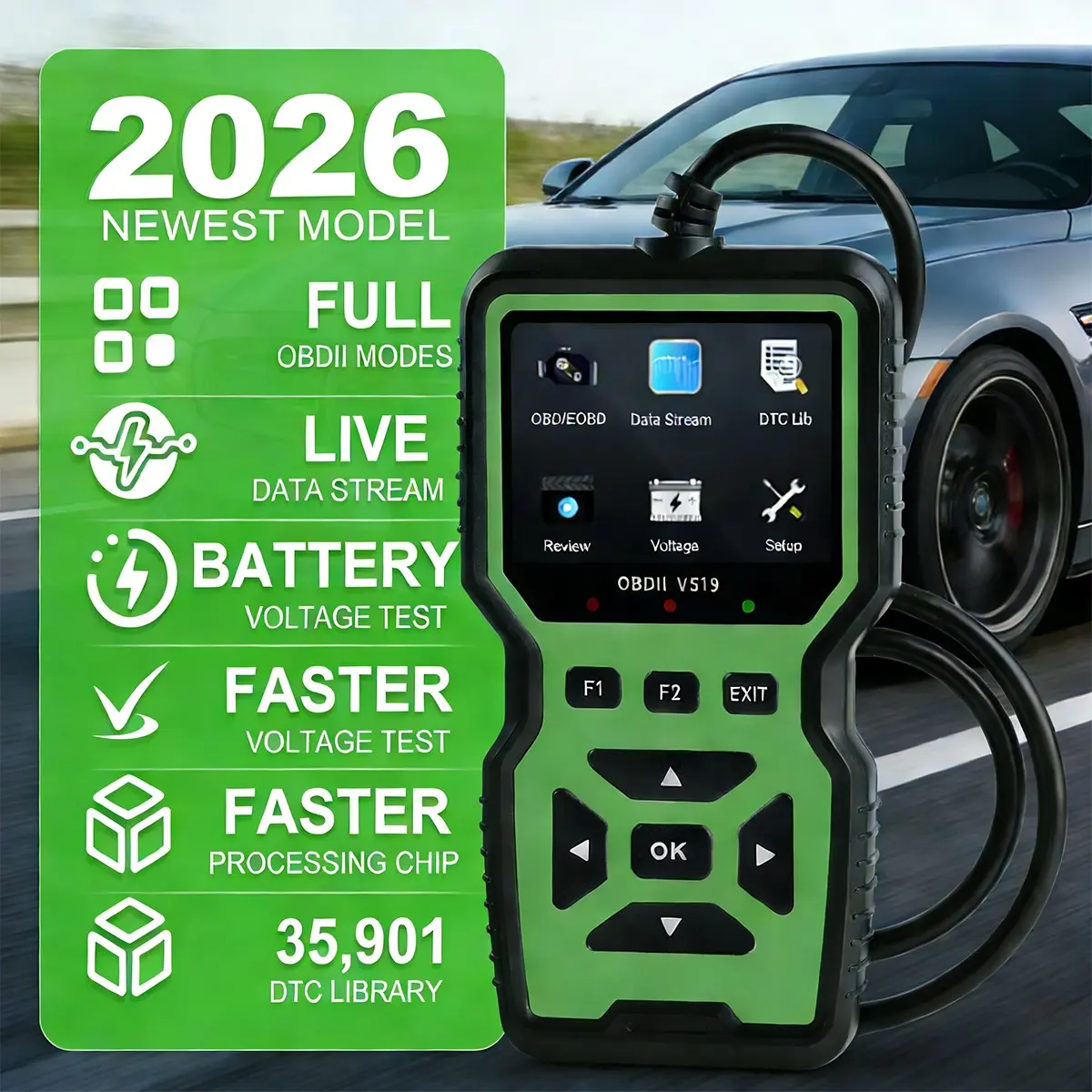 2026 Upgraded Obd2 Scanner Fault Code Reader, Automotive Diagnostic Tool, Diagnostic Test Tools, Battery Test, Full Obdii, Real-Time Data, 35901 Dtc, Check Engine Light, 1996+ Vehicles, Battery-Free, Car Scanner, Diagnostic Tester