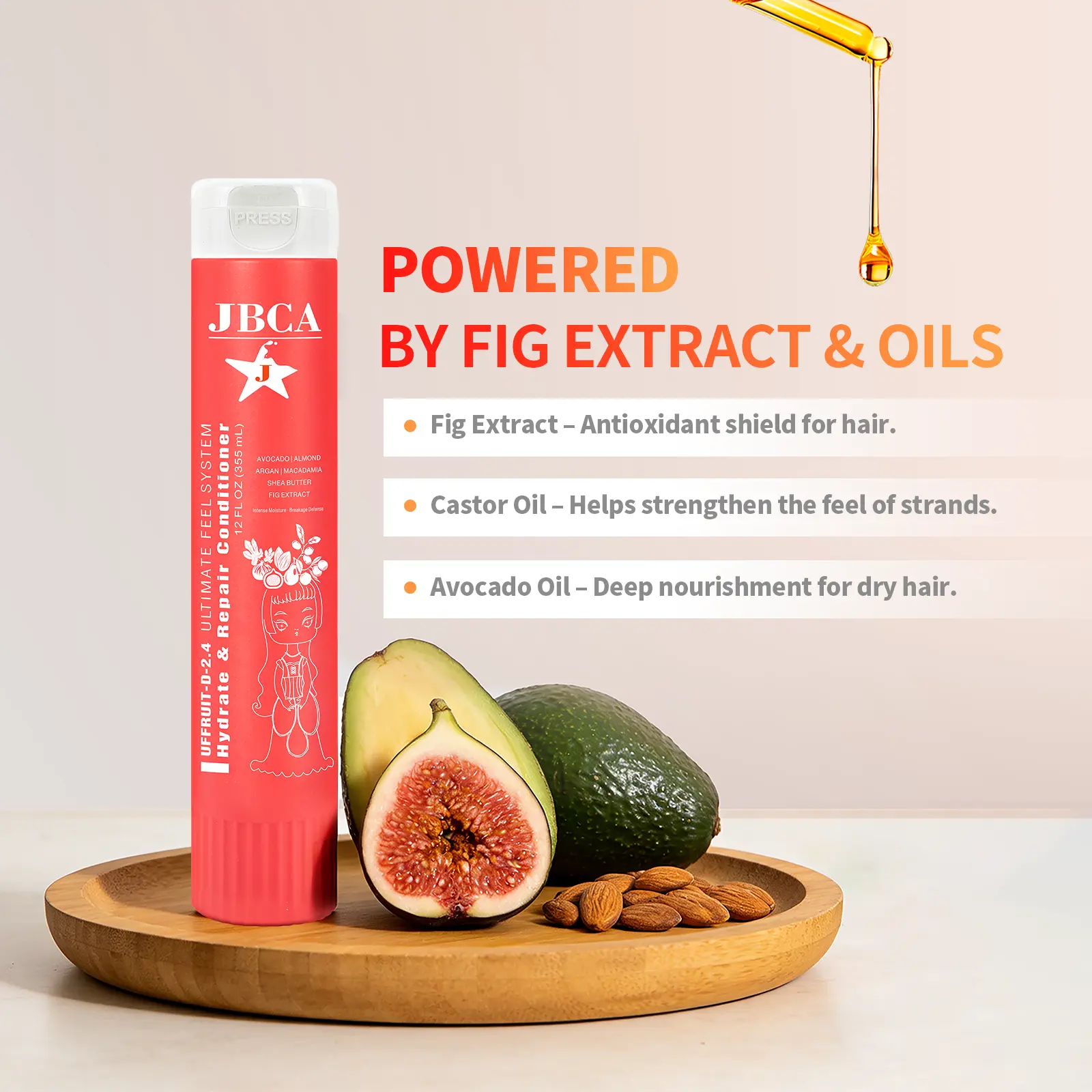 JBCA Hydrating Conditioner with Argan Oil for Dry Hair, 12 fl oz | Hydrate & Repair, medium-to-thick dry hair, shea butter & fig extract, deep moisture, breakage defense, silicone-free