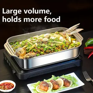 4/8Pcs Non-Slip Stainless Steel Deep Baking Tray with Lid Rectangular High Temp Resistant Oven Pan with Handle Durable Easy Clean Kitchen Cookware