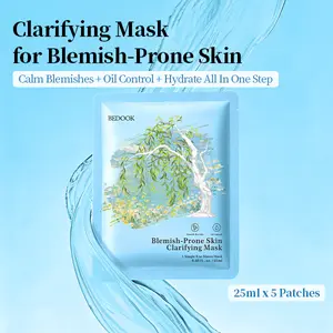 BEDOOK Blemish-Prone Skin Clarifying Mask,5 Sheets/box | Oil Control & Acne Care with Willow Bark Extract, Calms Breakouts & Redness, Brightening Gentle Hydrating Mask for Oily Skin, Acne Clearing Products, Face Care Products#DealsForYouDays