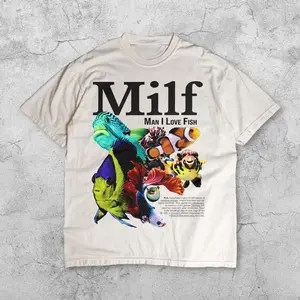 Man I Love Fish Vintage T-Shirt, Funny Ocean Meme Graphic Tee, Retro Aquarium Lover Shirt, Humor Sea Creature Gift, Unisex 90s Y2K Style Top