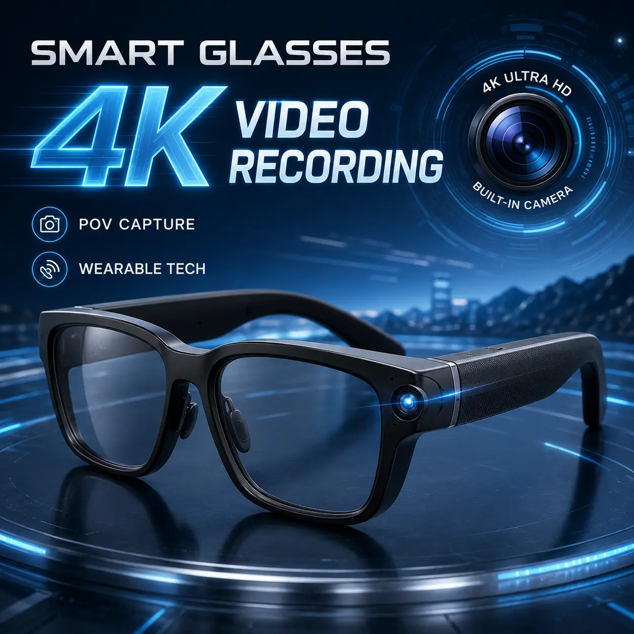 2026 Smart AI Glasses, 4K Hands-Free Recording Real-TimeTranslation AI Translator, Blue Light Blocking Functionality Hands-Free Vlog Photo & Video Capture + Real-Time Translation Outdoor Adventures & Daily Life Wearable sunglass button touch control pro