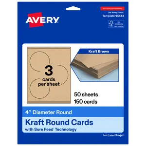 Avery Kraft Brown Round Cards, 4" Diameter Round