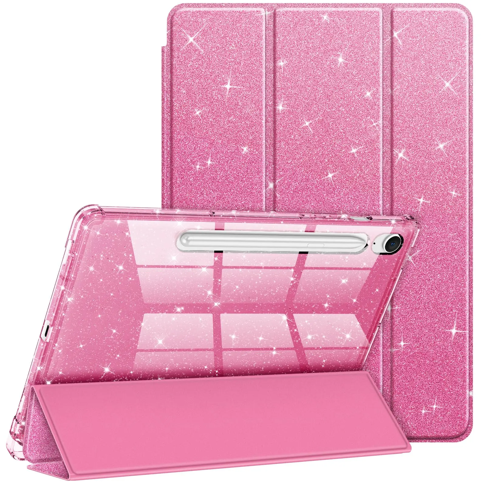 Fintie Slim Glittering Case for Galaxy Tab S10 Lite/ Tab S10 FE/Tab S9 FE 5G 10.9"/Tab S9 11", Crystal Clear Back, Auto-On/Off, Tablet Protection Case