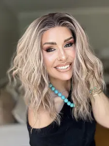 AISOM New Release Chloe Sugar Maple Short Water Wave Free Part Lace Front Wig with Scandinavian Hairline Natural Looking Glueless Wig 12 Inches for Daily Use