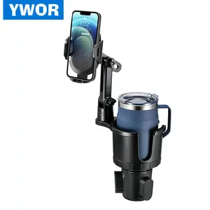 YWOR Phone Holders for Your Car Cupholder, Car Cell Phone Mount with Cup Holder Expandable Base, 2 in 1 Car Phone Holder Mount, 360 Degree Rotating Neck, Fits All 4-7” Smartphones and Most Bottles, 1 Pack