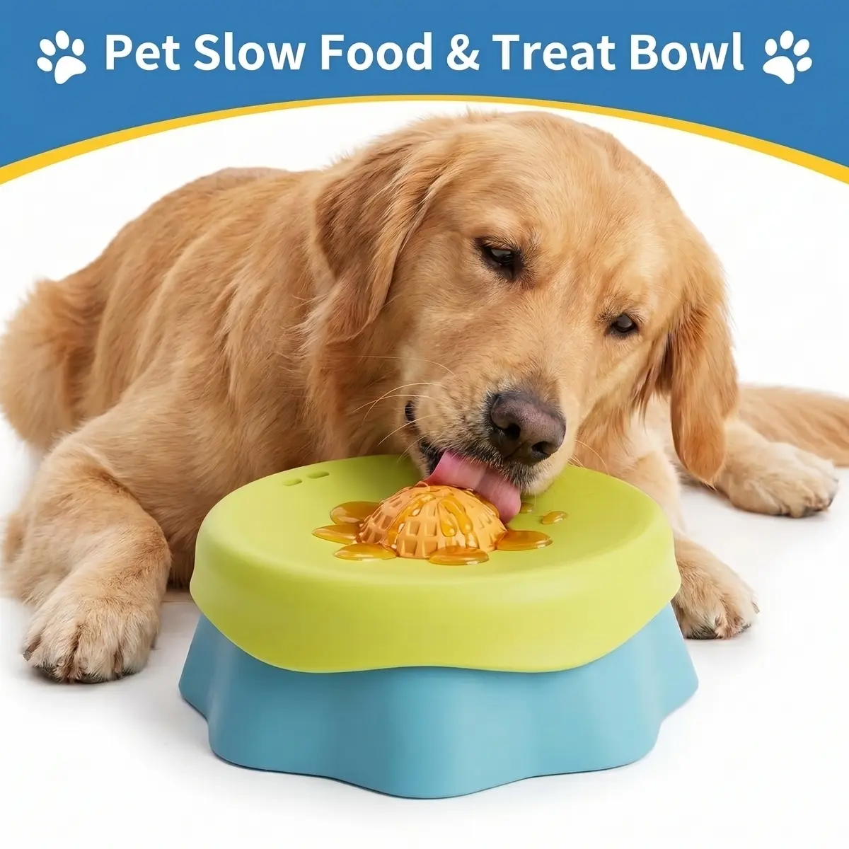 Interactive Dog Slow Feeder Bowl with Rolling Ball - 2-in-1 Anti-Choking BPA-Free Food-Grade Silicone, Non-Slip Suction Cup, Dog Enrichment for Medium Large Dogs