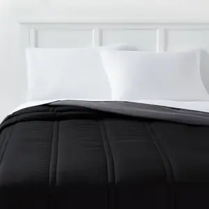 Full/Queen Lofty Microfiber Comforter Black - Room Essentials Full/Queen Lofty Microfiber Comforter Black - Room Essentials