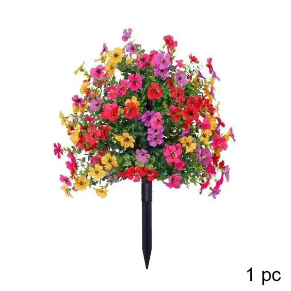 Artificial Flowers for Outdoor Indoor Garden Home Decoration, Plastic Faux Flowers, Faux Flower Daisy with Eucalyptus Leaves Fake Plants Greenery Boxwood Porch Patio