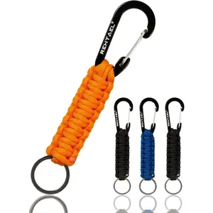 Paracord Keychain with Carabiner- Military Braided Paracord Carabiner Keychain Clip with Strap for Keys/Men/Women