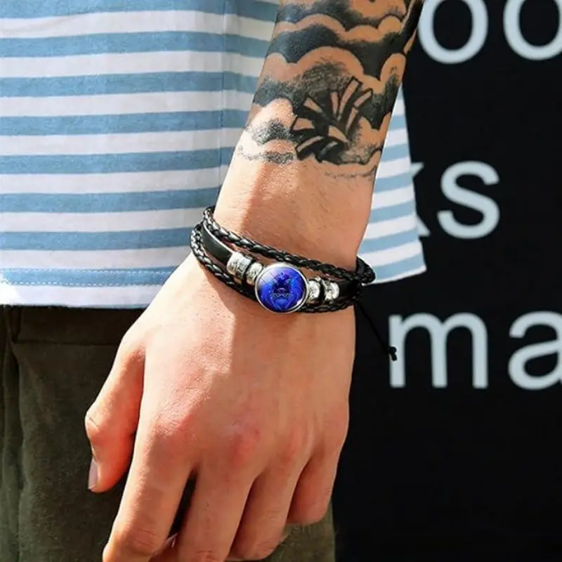 Zodiac Guardian Bracelet,Zodiac Signs Spirit Bracelet, Manifestation Bracelet, Multilayer Adjustable Zodiac Leather Bracelets for Unisex Gift