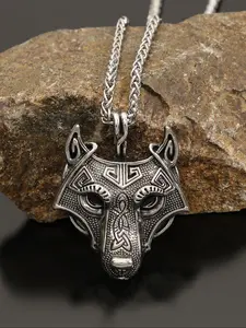 Viking Celtic Knot Wolf Head Pendant Necklace, Fashion Punk Style Men's Nordic Jewelry, Norwegian Party Gift for Valentine's Day, Father's Day, Birthday