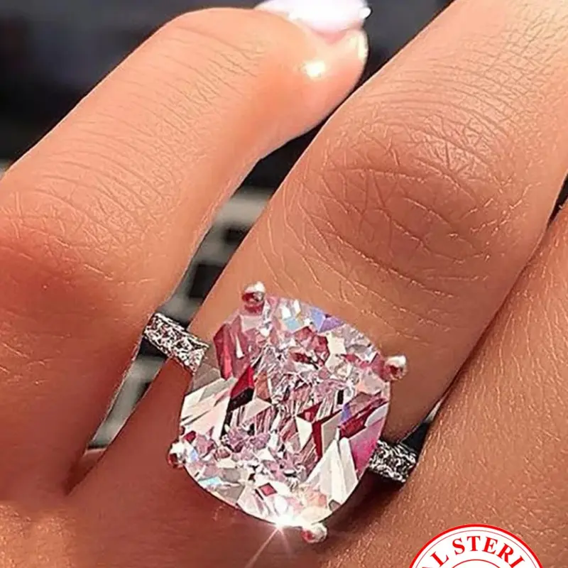 S925 Sterling Silver Square Shaped Artificial Zircon Ring, Beautiful Rings, Shiny Ring for Women, Trendy All-match & Exquisite Jewelry for Birthday Gift, Art Deco Engagement Ring, Elegant Everyday Ring, Fashion Rings