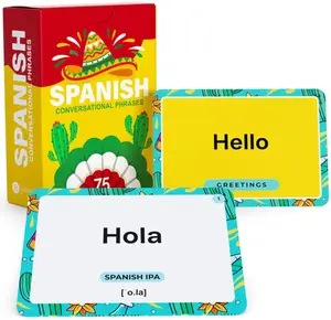 Spanish Conversational Phrase Flash Cards - 75 Beginner Sayings for Travel, Memory, Quick Reference - Educational Language Learning Resource - Game Like Play - Kids, Grade School, Classroom Homeschool