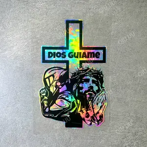 1PC Street Trendy Religious Slogan Logo Sticker For Carry Bags, Religious Cultural Products, Personalized Decor Personalized Laser Religious Element Decor Daily With Sacred Cool Vibe A Must-Have Personalized Decor