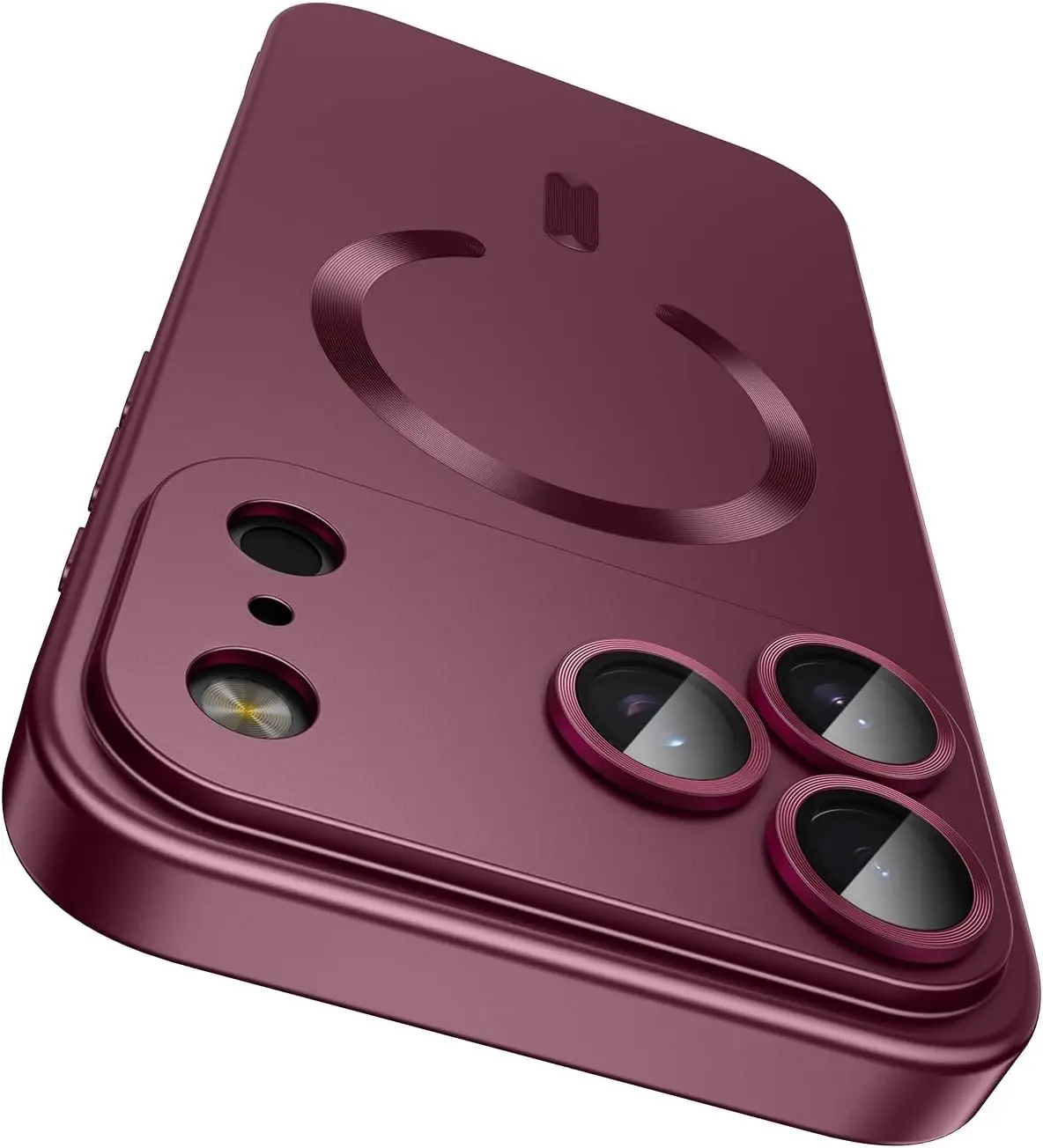 Magnetic for iPhone 17 Pro Case [Compatible with MagSafe][Built-in Camera Lens Protector] Slim Thin Soft Silicone Bumper Shockproof Metallic Luster Phone Case (Burgundy)