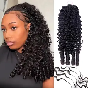 Bling Hair Crochet Hair Human Hair Extensions Burmese Curly Miracle Knots Pre Separated Knotless Boho Braids, 50g/Pack 4-5 Packs for Full Head, For Women Vacation Hair