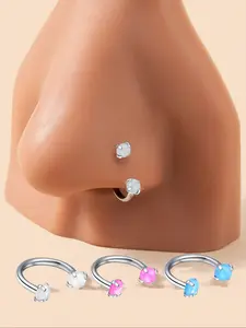 Horseshoe Nose Rings, Internal Threaded Stainless Steel 18 Gauge 8mm Hoops, Nose Ring Jewelry, Ideal for Nose, Cartilage, Tragus, Helix & Lip Piercings