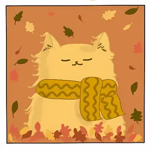 Fall Leaves Cat Vinyl Sticker – 3" x 3"