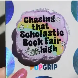 Sparkly Book Fair Kindle Grip, Handmade Acrylic Resin Phone Grip, Reader Accessory, Bookish Grip magnetic mount
