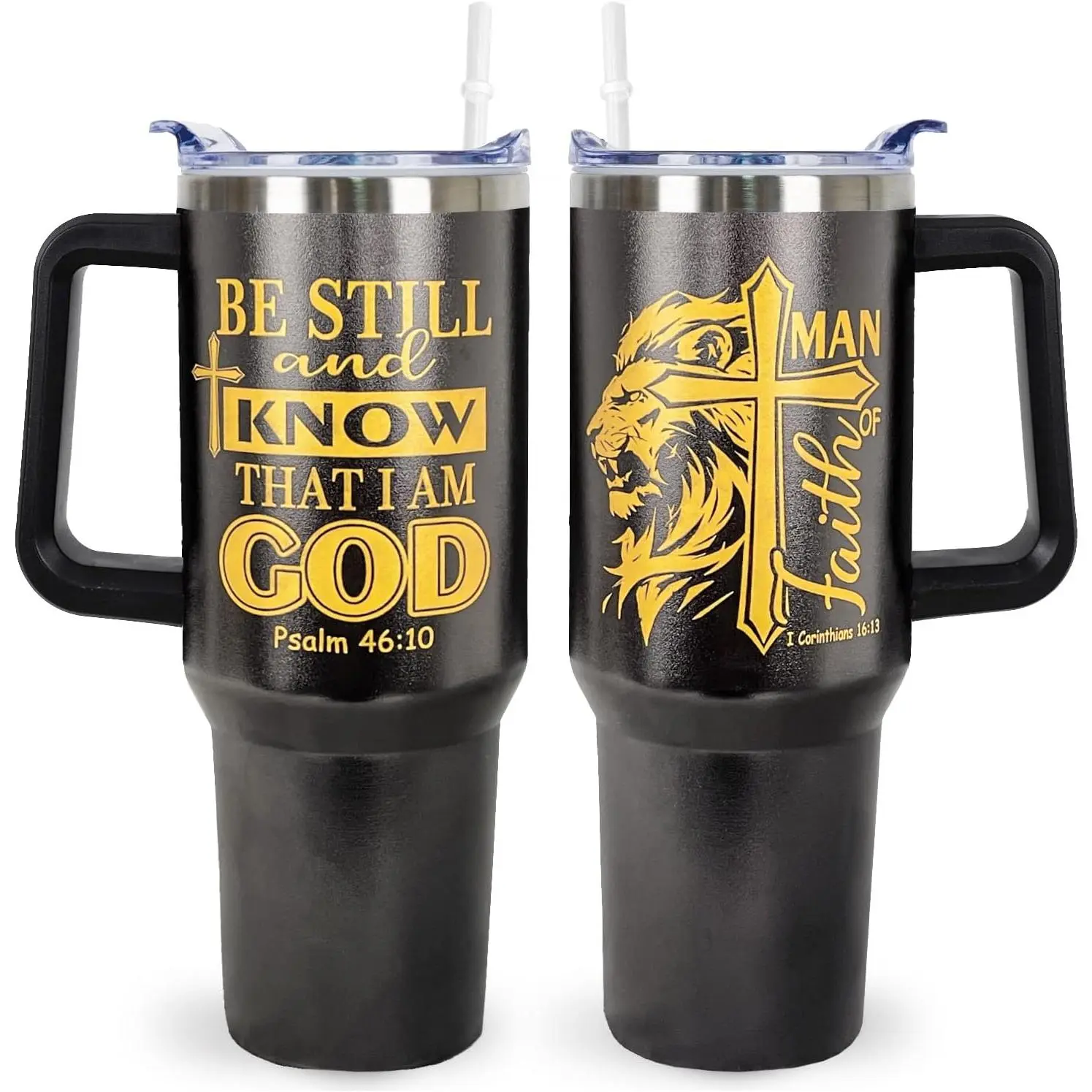 Christian Gifts for Men 40 Oz Be Still and Know That I am God Christian Tumbler Cup Inspirational Religious Gifts for Father Dad Husband Brother Friends Christians Faith Jesus God Bible Verse Gift, Sturdy, Peace
