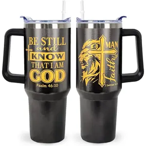 Christian Gifts for Men 40 Oz Be Still and Know That I am God Christian Tumbler Cup Inspirational Religious Gifts for Father Dad Husband Brother Friends Christians Faith Jesus God Bible Verse Gift, Sturdy, Peace