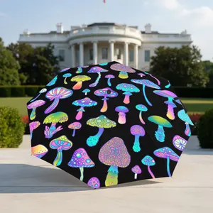 Colorful mushroom pattern automatic folding umbrella, portable folding design with 8 umbrella ribs, leisure outdoor accessories, Halloween, Christmas, Thanksgiving, birthday gifts