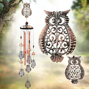 Aluminium Owl Wind Chime for Outdoor - metal Windbell Hanging Ornament Decor,Animal Wind Chimes for Garden Home Yard patio Decoration,Festival Memorial Gifts