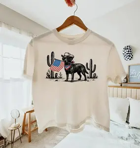 American Flag Dog Cowboy T-Shirt 2026 - Patriotic Bernese Mountain Gift Shirt | Unisex Retro Top