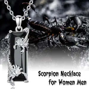 Creative Gothic Double Scorpion Black Crystal Pendant Necklace with Stainless Steel Chain: Stylish Unisex Geometric Jewelry, Perfect Birthday, Festival & Christmas Gift for Relatives and Friends!​