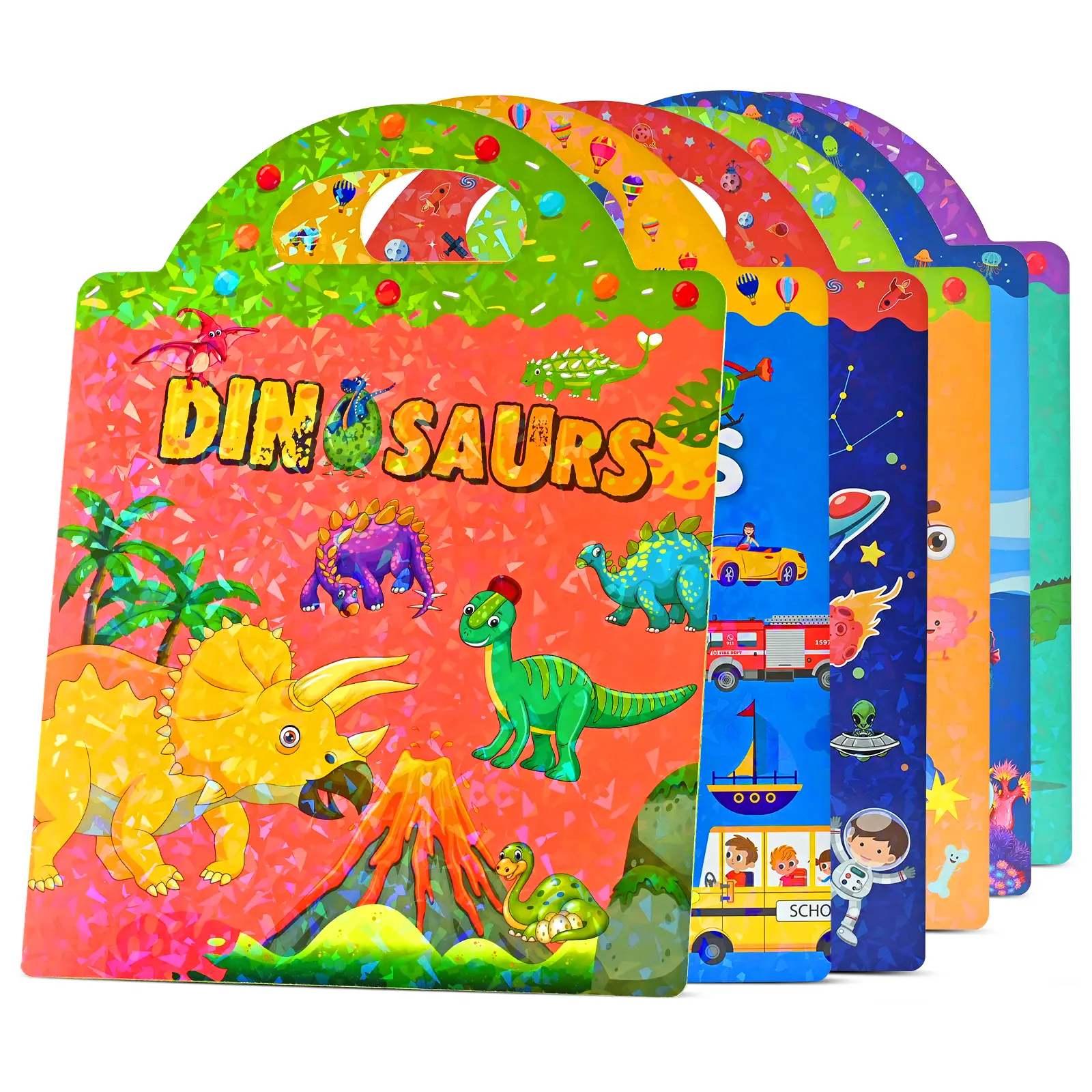 3-piece set DIY Reusable Sticker Book for Kids, Quiet Book for Toddlers, Educational Activity Book with Animal/Dinosaur/Body Stickers, Montessori Learning Toy for 3+ Year Olds, Waterproof & Tear-Resistant Doodle Books Coloring Books
