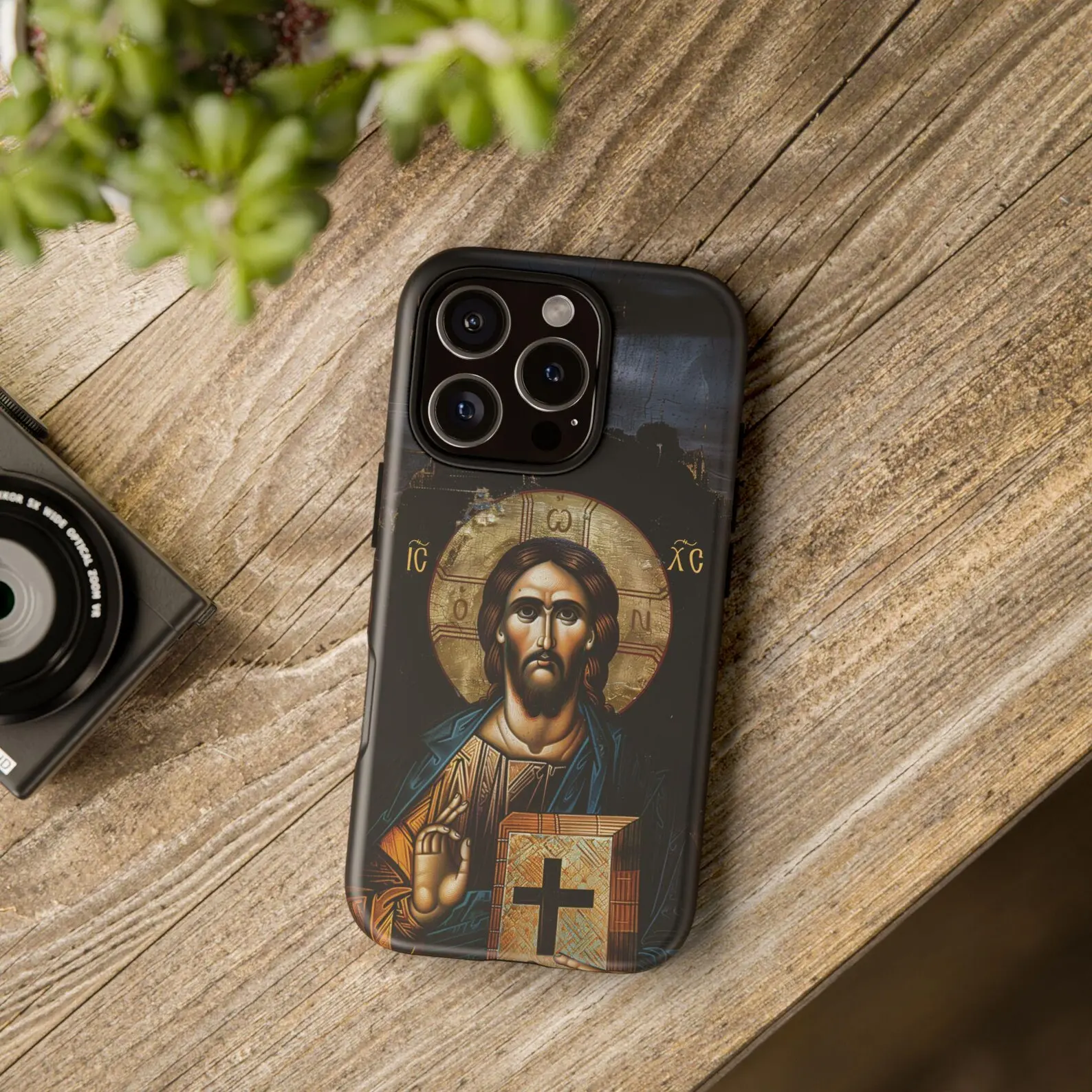 Christ Pantocrator Inspired Byzantine Icon Christian Orthodox Phone Case