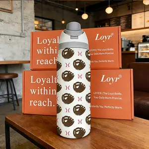 Loyr 32oz Dual-Drink Water Bottle, Creative Baseball Pattern Large Capacity Insulated Cup, Stainless Steel, Perfect Gift for Men and Women, Straw