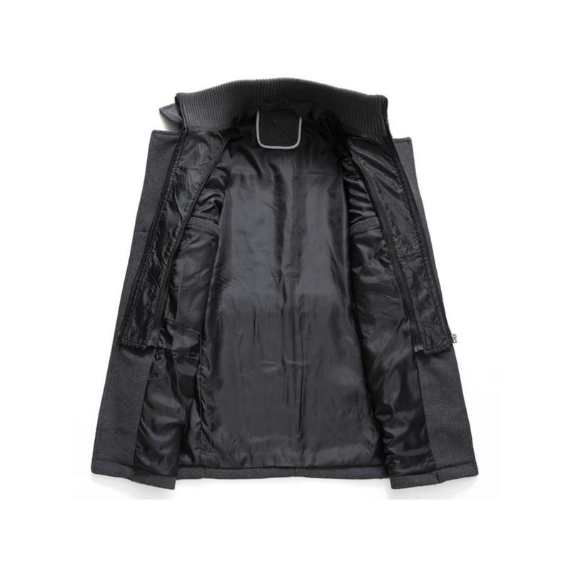Men's business woolen coat fashion double neck medium and long woolen coat, autumn and winter
