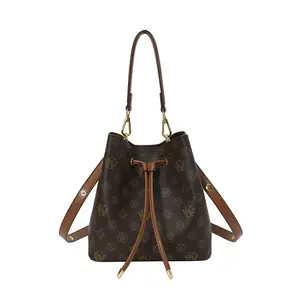 Women's vintage drawstring bucket bag, 2026 new model, large-capacity, high-end feel, hand-held, shoulder, and crossbody bag Bat Pattern