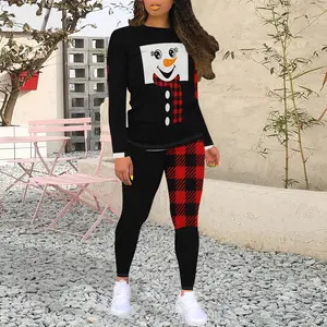 Ultimate Christmas Cozy Set!  This adorable snowman print 2-piece with matching plush leggings is your go-to for holiday parties & festive lounging. So soft & stylish!  #FestiveSet #HolidayPJs