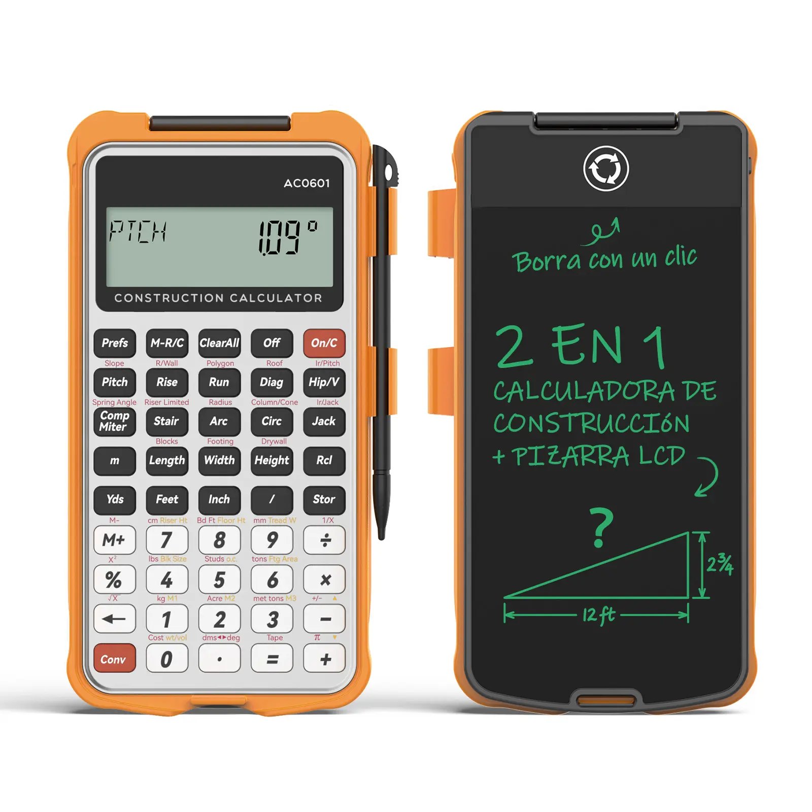 ROATEE AC0601 Professional Construction & Engineering Calculator with 3-inch Writing Tablet: The Ultimate All-in-One Tool for Concrete, Framing, and Layouts（With Writing Tablet）