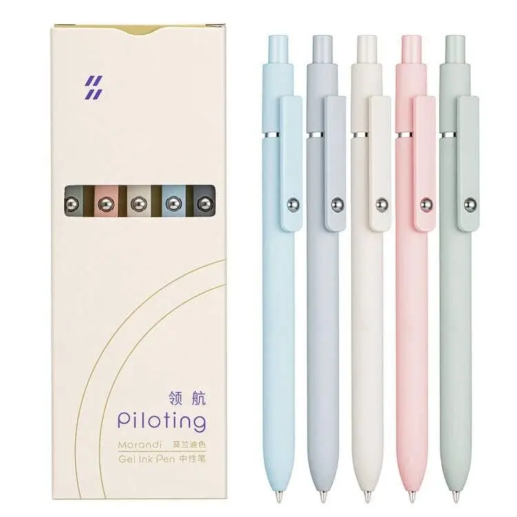 5-Pack Retractable Gel Pens, 0.5mm Fine Point Quick-Dry Ink Pens, Cute Aesthetic Smooth-Writing Office Stationery for School, Journaling, Gifting