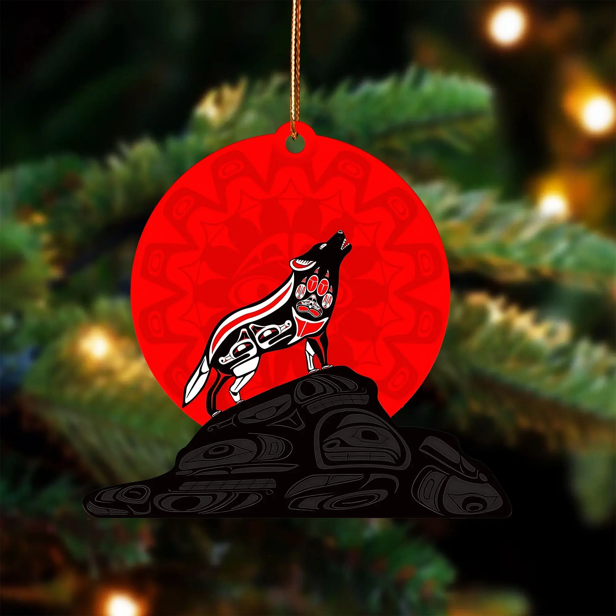 Wolf Native American - Unique Christmas Gift Decor Flat Acrylic Decoration Transparent Lightweight Ornament
