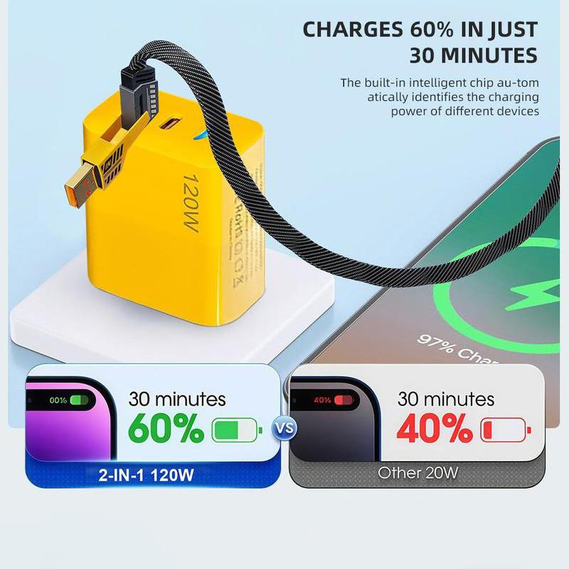 [ BUY 1 Get 1 Free ] 5ft Fast Charging super Cable 4 in 1 with USB A Type C Lightning for iPhone17&Samsung Laptops Charger Braided Data Cable Lengths for Gaming Office Car Travel Compatible