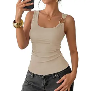 ZESICA Women's Ribbed Knit Tank Tops 2026 Summer Casual Scoop Neck Slim Fitted Sleeveless Shirt