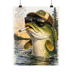 Largemouth Bass Smoking Fish Poster
