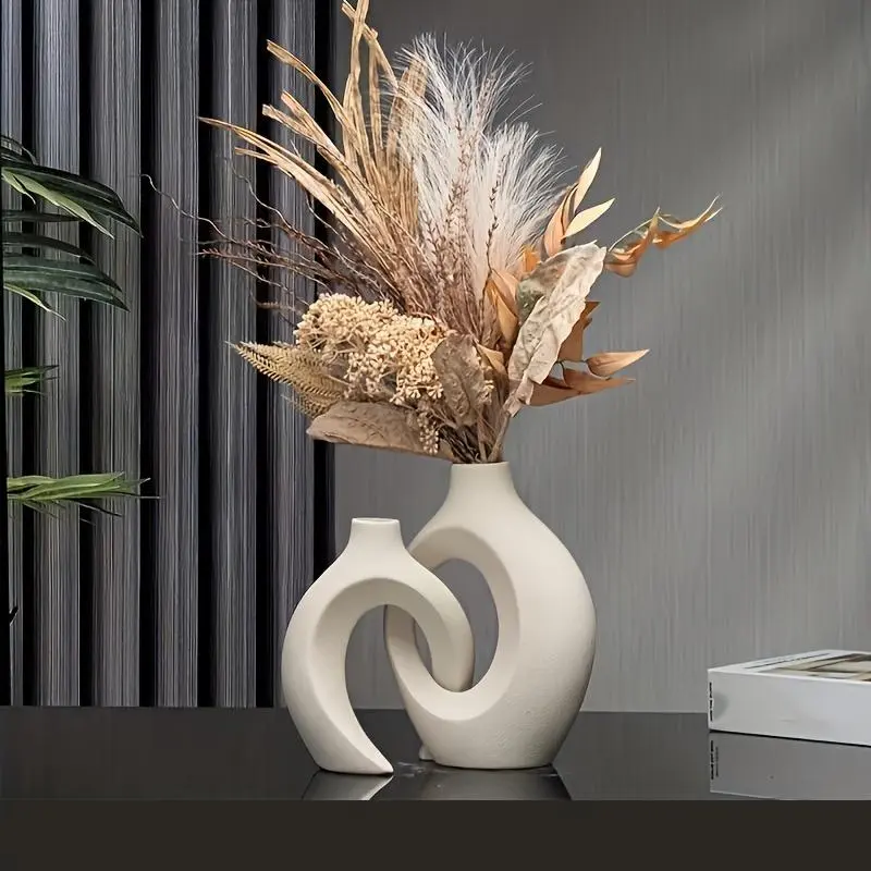 Minimalist Ceramic Vase Set, 1 Set Creative Connective Vase, Floral Decorations for Home Interior and Office Bouquet, Decorative Vase
